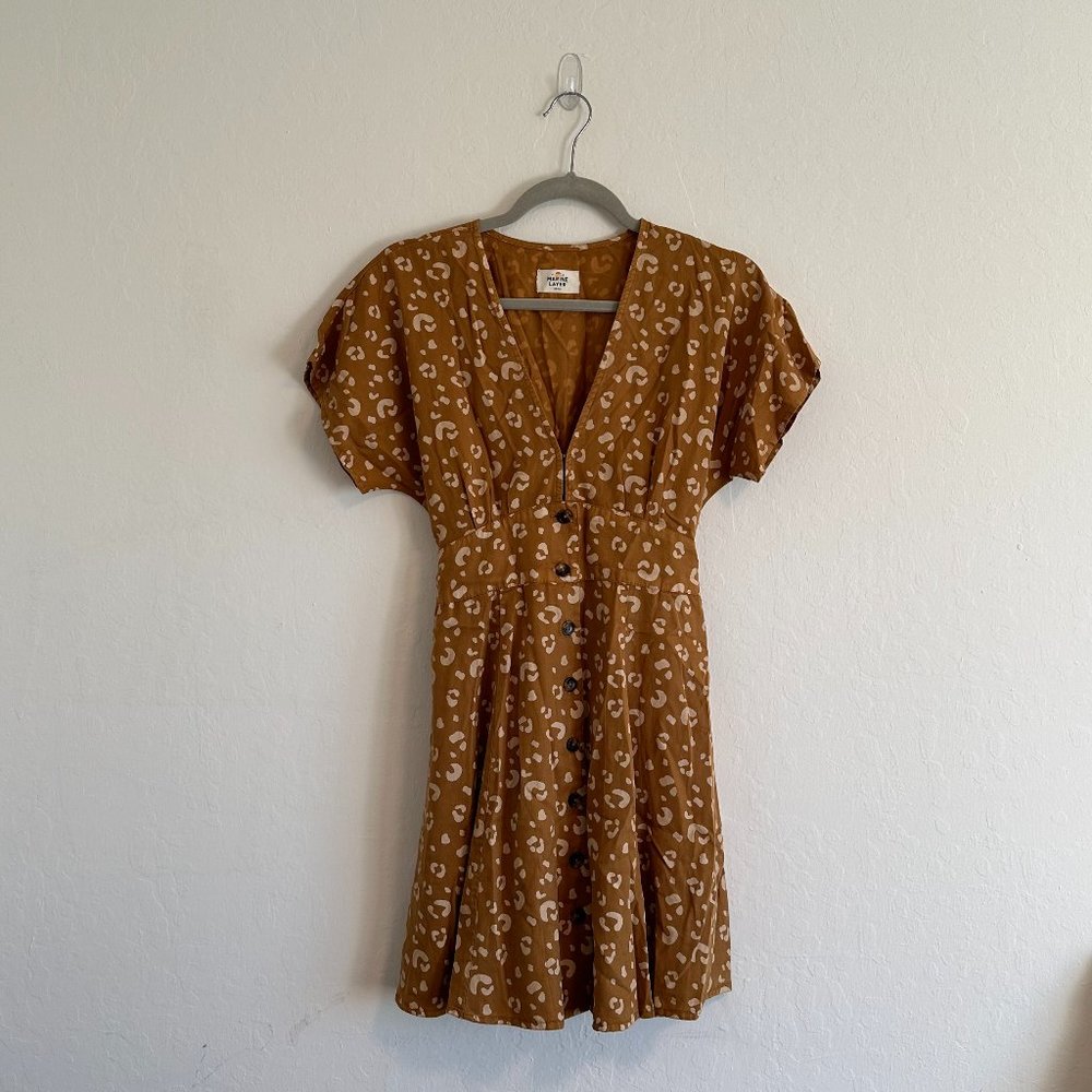 Marine Layer - Camila Dress in Camel Animal Print - Small
